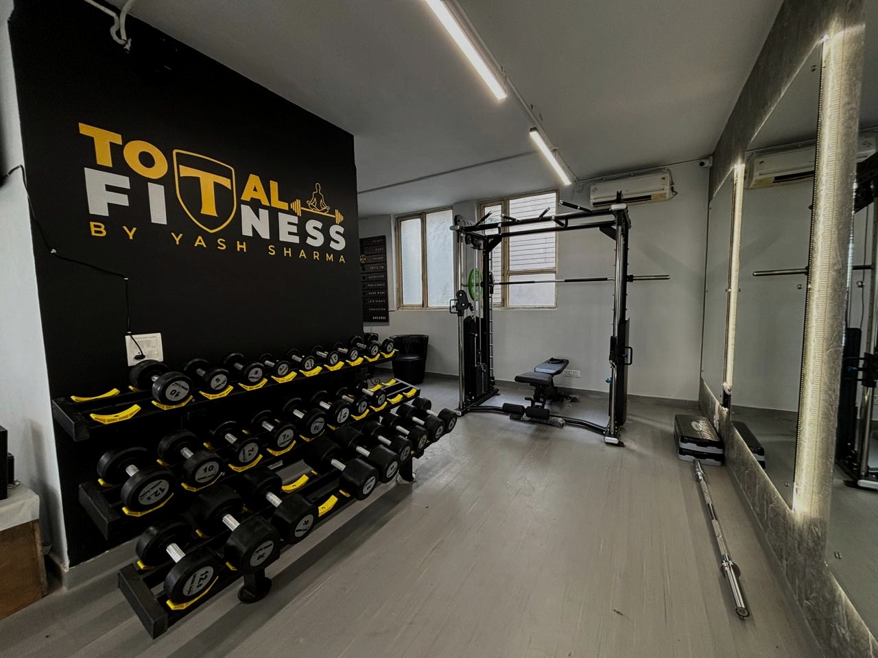 Dumbbell wall at Total Fitness Lajpat Nagar