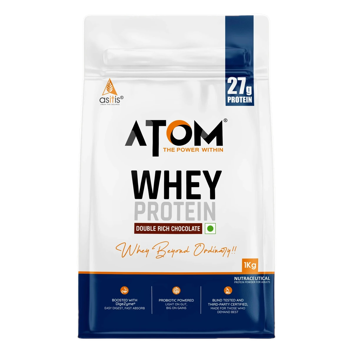 AS-IT-IS ATOM Whey Protein Double Rich Chocolate flavour pack