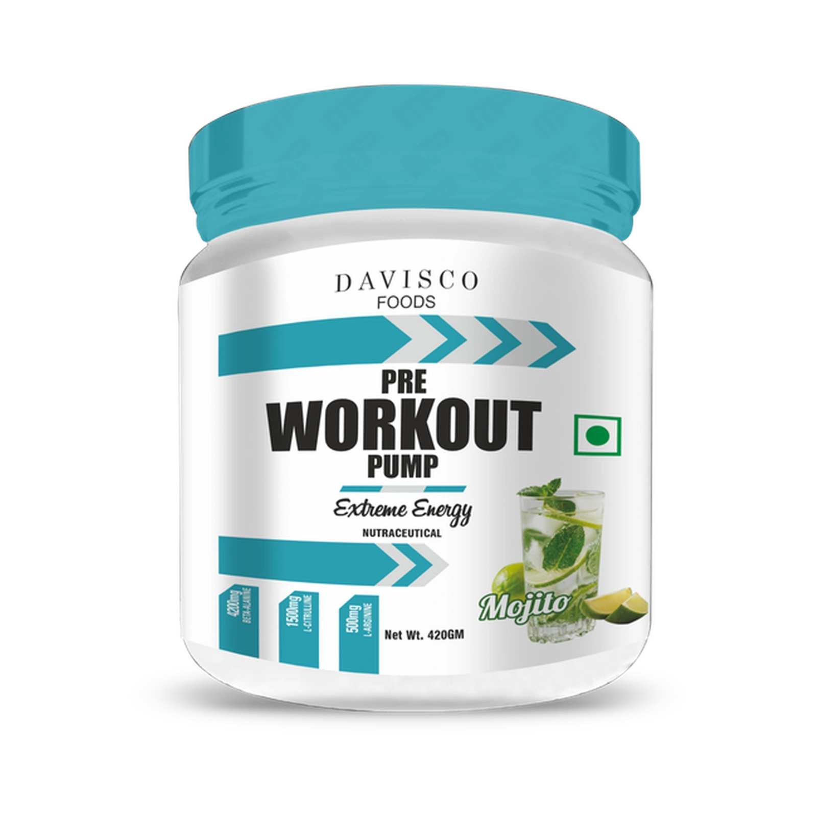 Davisco Foods Pre-Workout — transparent front product packshot