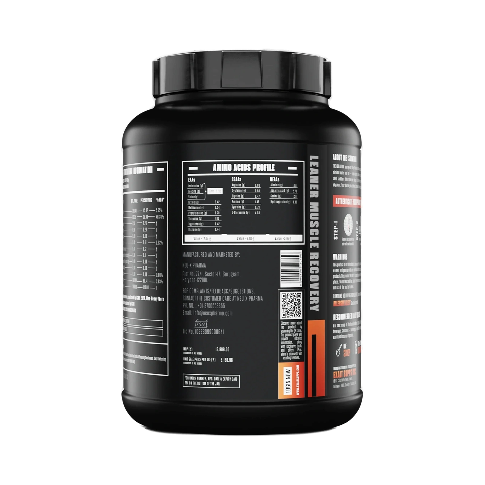 Exalt The Isolation Whey Protein Isolate — transparent front product packshot