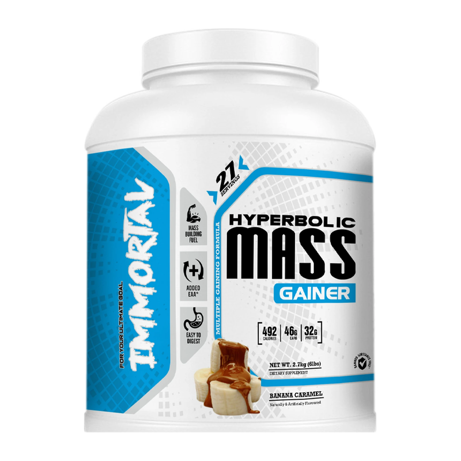 Immortal Hyperbolic Mass Gainer