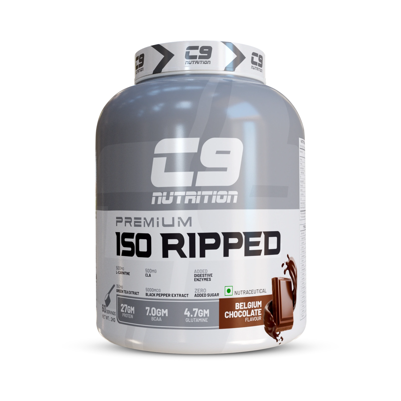 C9 Nutrition ISO Ripped Whey Protein Isolate – 2 kg — transparent front product packshot