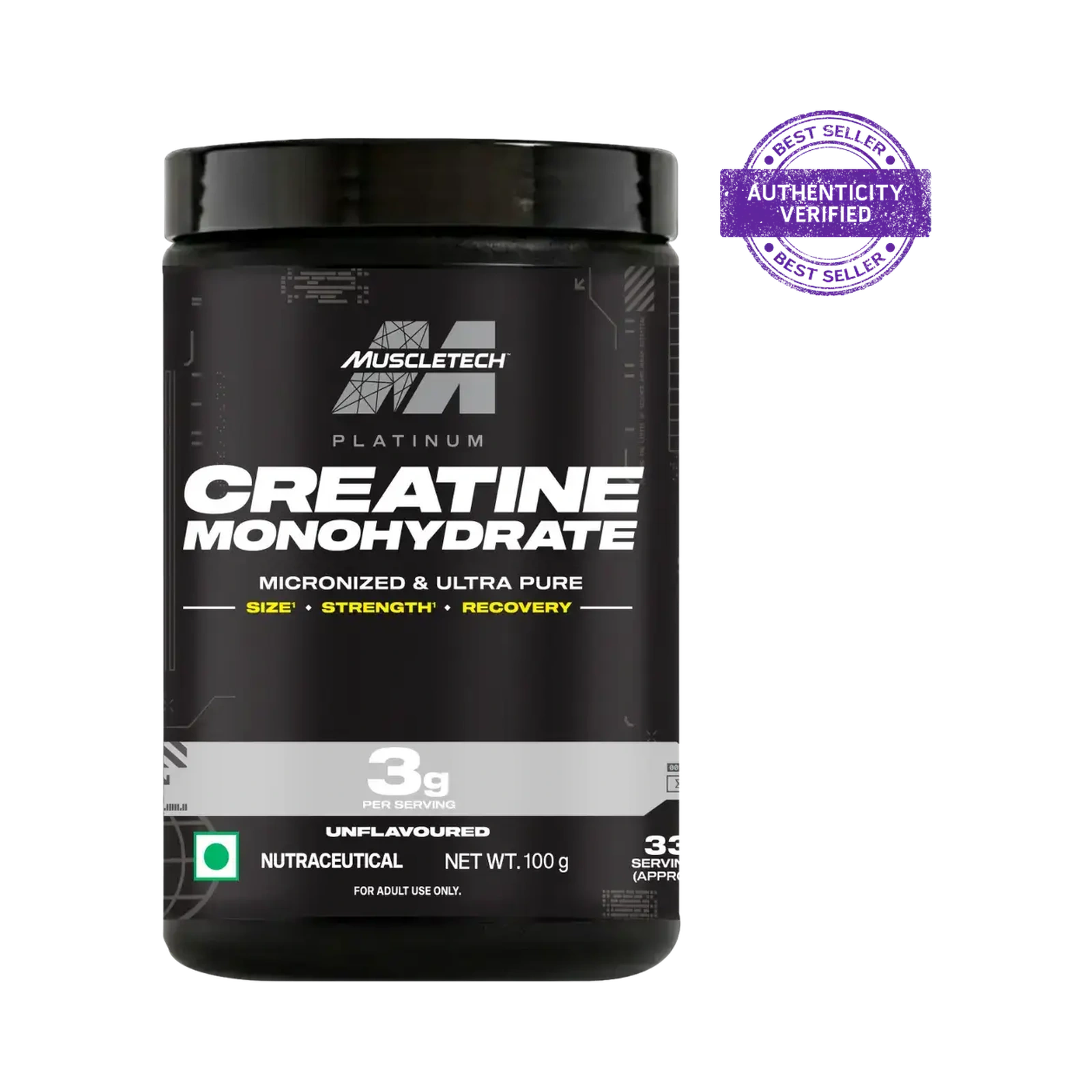 MuscleTech Platinum Creatine — transparent front product packshot