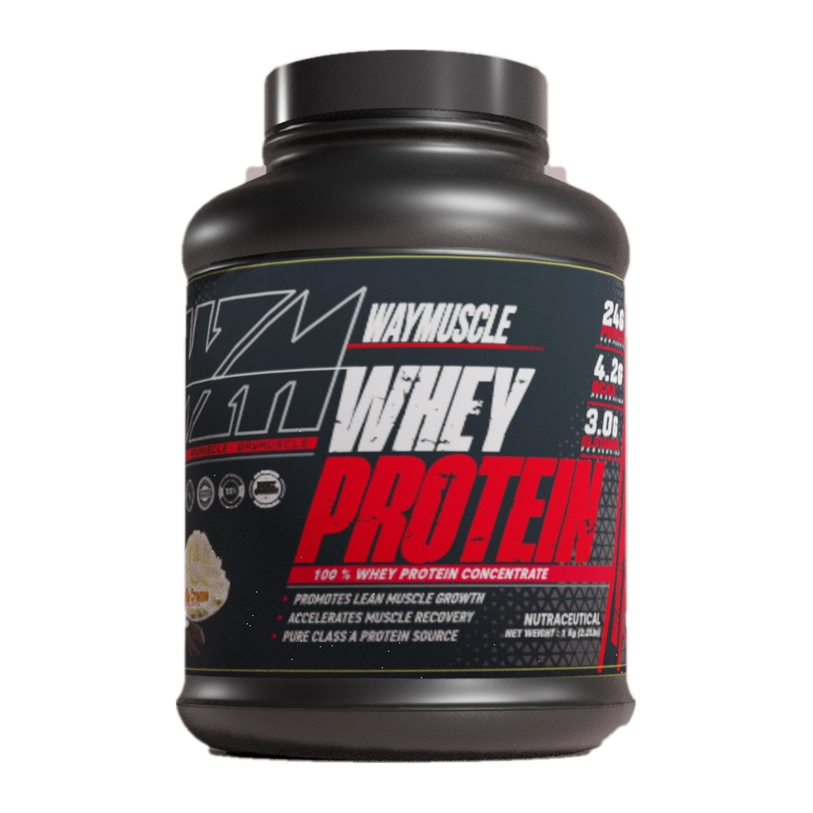 Way Muscle Whey Protein — transparent front product packshot